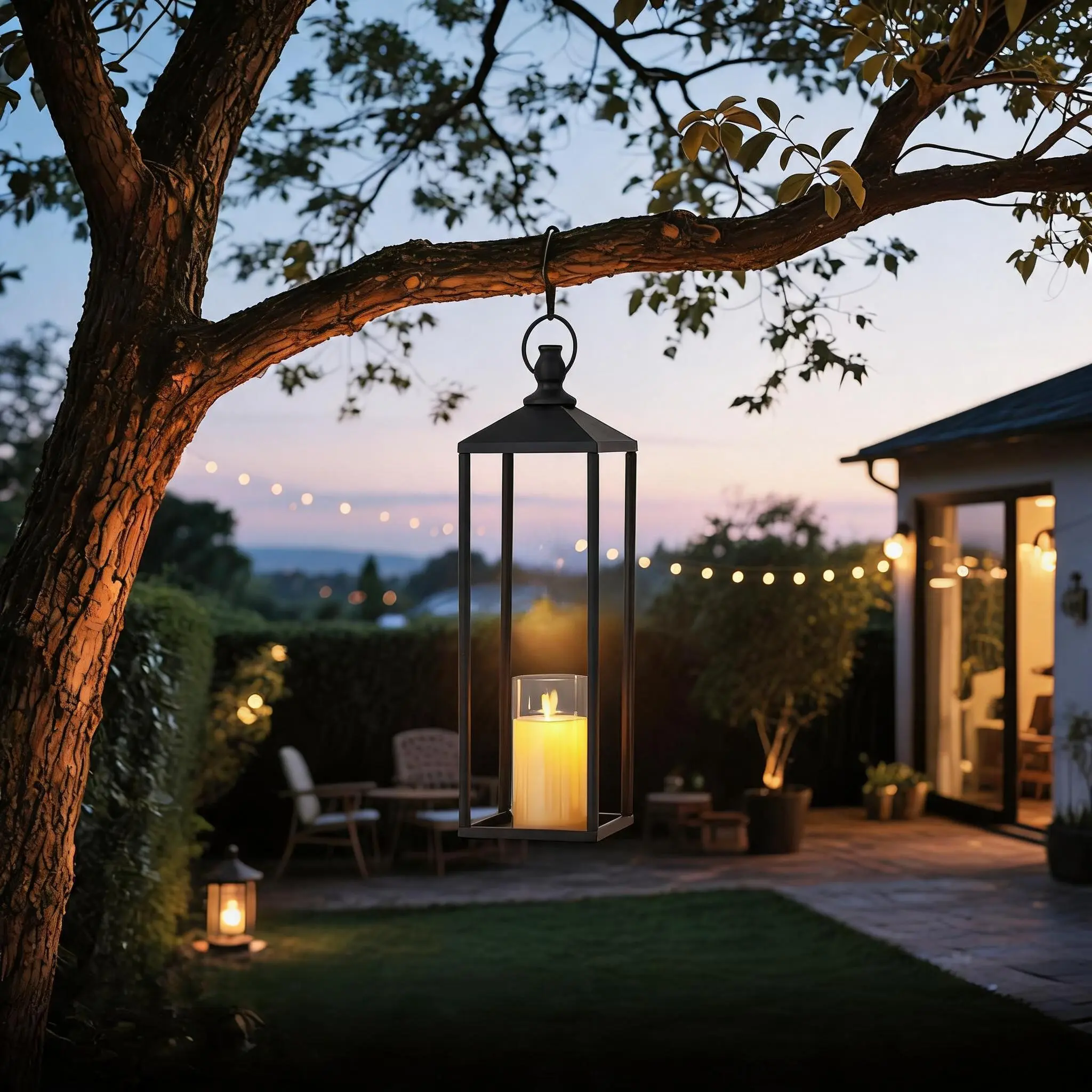Modern Metal Black Lanterns for Indoor & Outdoor Decor – Set with Flameless LED Candle Lights