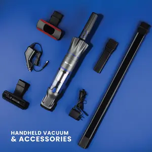 Ruvio PRO Cordless Hand Vacuum 17” Portable Vacuum Cleaner for Home and Car Use, Rechargeable Vacuum with Double HEPA Filtration System, High Power Motor Hand Vacuum Cleaner