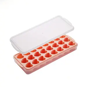 Heart Shape Ice Mold, 24 Grids Silicone Reusable Ice Ball Maker, Large Ice Cube Tray for Cocktails & Bars, Summer DIY Wine Ice Cube Maker