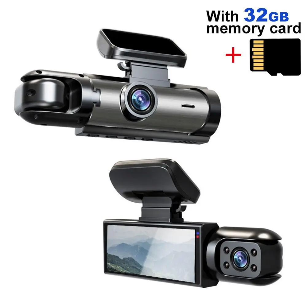 HD 1080P Car Dash Camera with 3.16 Inch IPS Screen, Front & Interior Dual-Lens Traffic recorder with Night Vision, Car Dashboard Wide Angle Driving Re