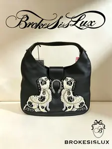 Pre-owned GUCCI Jackie 1961 Black Leather Hobo | Dog Embroidery, Everyday & Statement Shoulder Bag