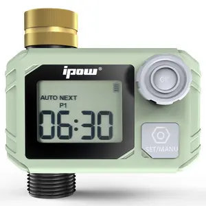 IPOW 24 Hours Continuous 3 Automatic Watering Modes Garden Hose Watering Timer with Rain Delay/Manual Mode, Waterproof Sprinkler Timer Lawn Digital Irrigation Timer System, 1 Outlet. Automatic Watering. Timed Watering