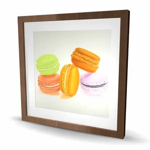 212 MAIN 24x24 in. Wood Framed Matted Still Life Wall Art Print - Artistic Macaroons Small Bites Photo, Decoration, Room Accessories for Kitchen, Living Room, Framed Gallery Art Prints