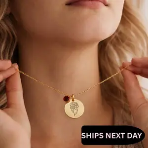 Personalized Birth Flower & Birthstone Necklace | Gift for Her