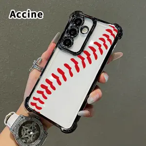 Phone Case Compatible with Samsung Galaxy S26 Ultra S24 Plus S25 S22+ FE Edge Baseball Stitch Grace Pattern Four Corners Anti-drop Cellphone Protective Durable Total Coverage Shockproof Phone Cover