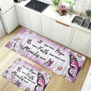 Kitchen Mat Set of 1/2/3 Pieces, Vibrant Butterfly and Sunflower Design, Floral Rugs, Available in 3 Colors, Soft and Easy to Clean Home Decor