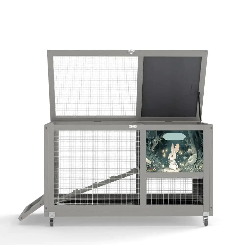 Coziwow 35"L Wheeled Wooden Cage for Rabbits