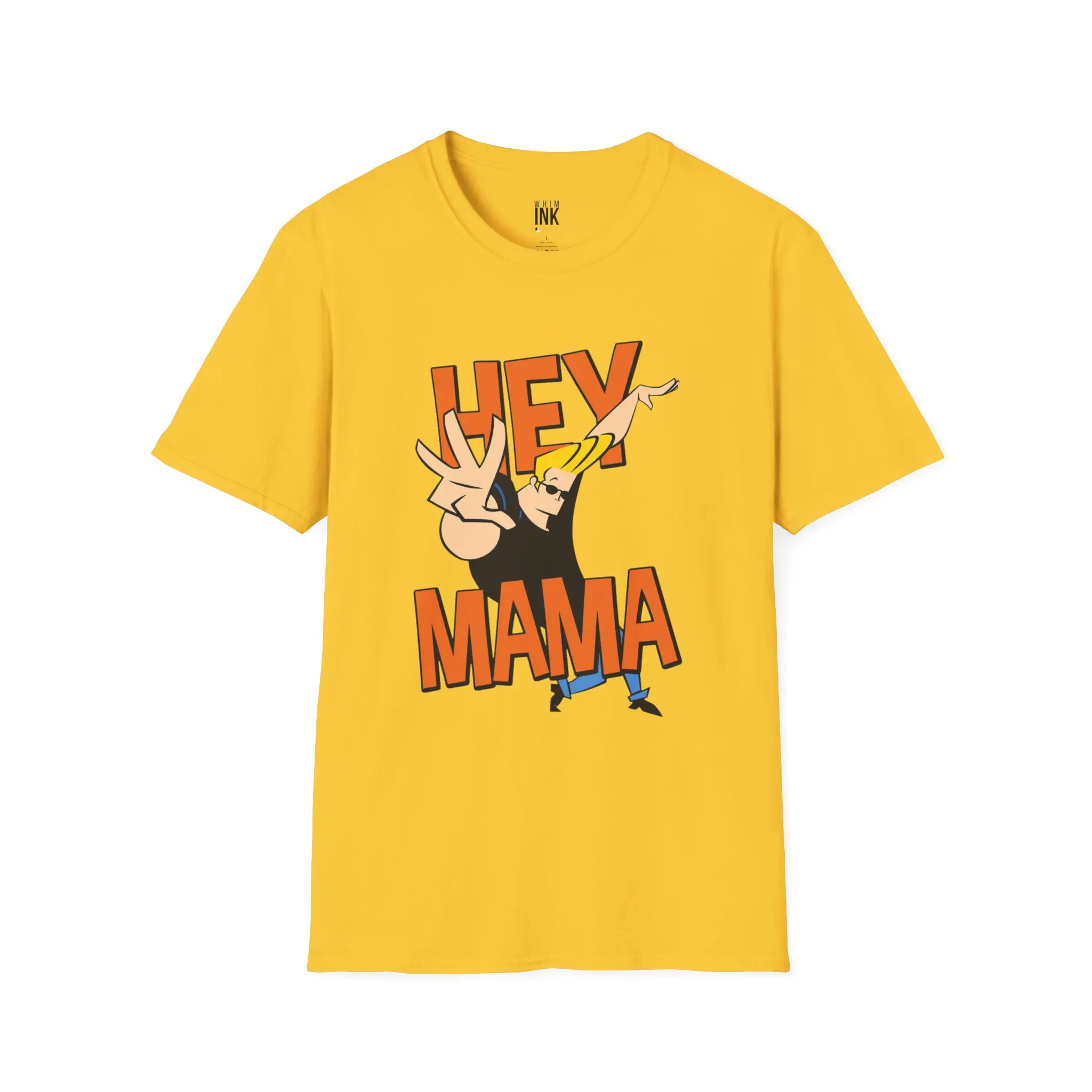 Hey Mama Johnny Bravo Graphic T-Shirt – Retro Cartoon Style Tee – Casual Wear