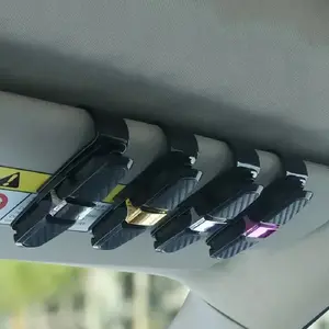 Car Sunglasses Frame Carbon Fiber Bills Glasses Clip Multi Function In Car Creative Eye Box Card Double Headed Clip On Board