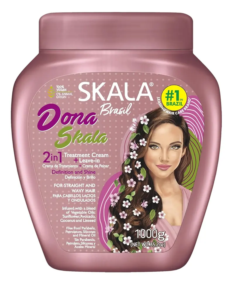 1 Pack SKALA Dona Hair Cream 1000g - 2-in-1 Treatment Cream with Sunflower Oil for Straight Hair Care - Vegan, Paraben-Free, Nourishing Formula