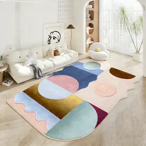 1 pcs. Living room rug, Fluffy Modern Rug, irregular geometric pattern carpet, washable and machine washable, non-slip, soft and comfortable plush mat. Suitable for living room, bedroom, dressing room, vanity, and leisure area.