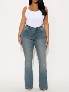 Classic Compression Stretch Flare Jeans - Vintage Wash