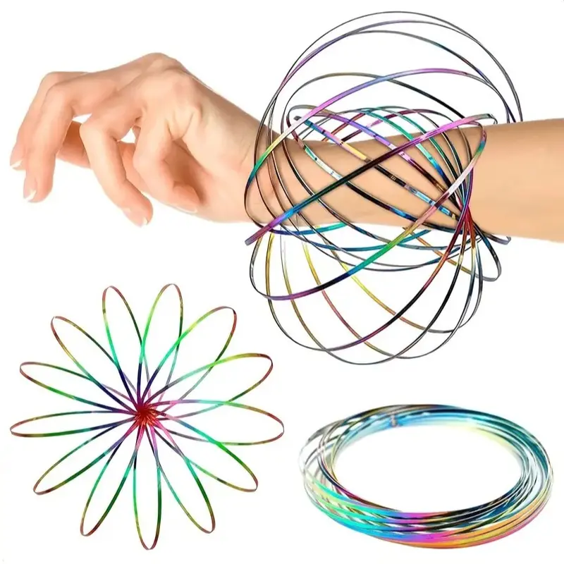 Magic Ring Toy Rotating Arm Spring Bracelet, 3D Kinetic Flowing Ring Arm Spring Toy, Flowing Ring Christmas Halloween Gift, Spinner Fidget Band, Fidget Gadget, Stress Relief Tool, Stress Relieving Tool