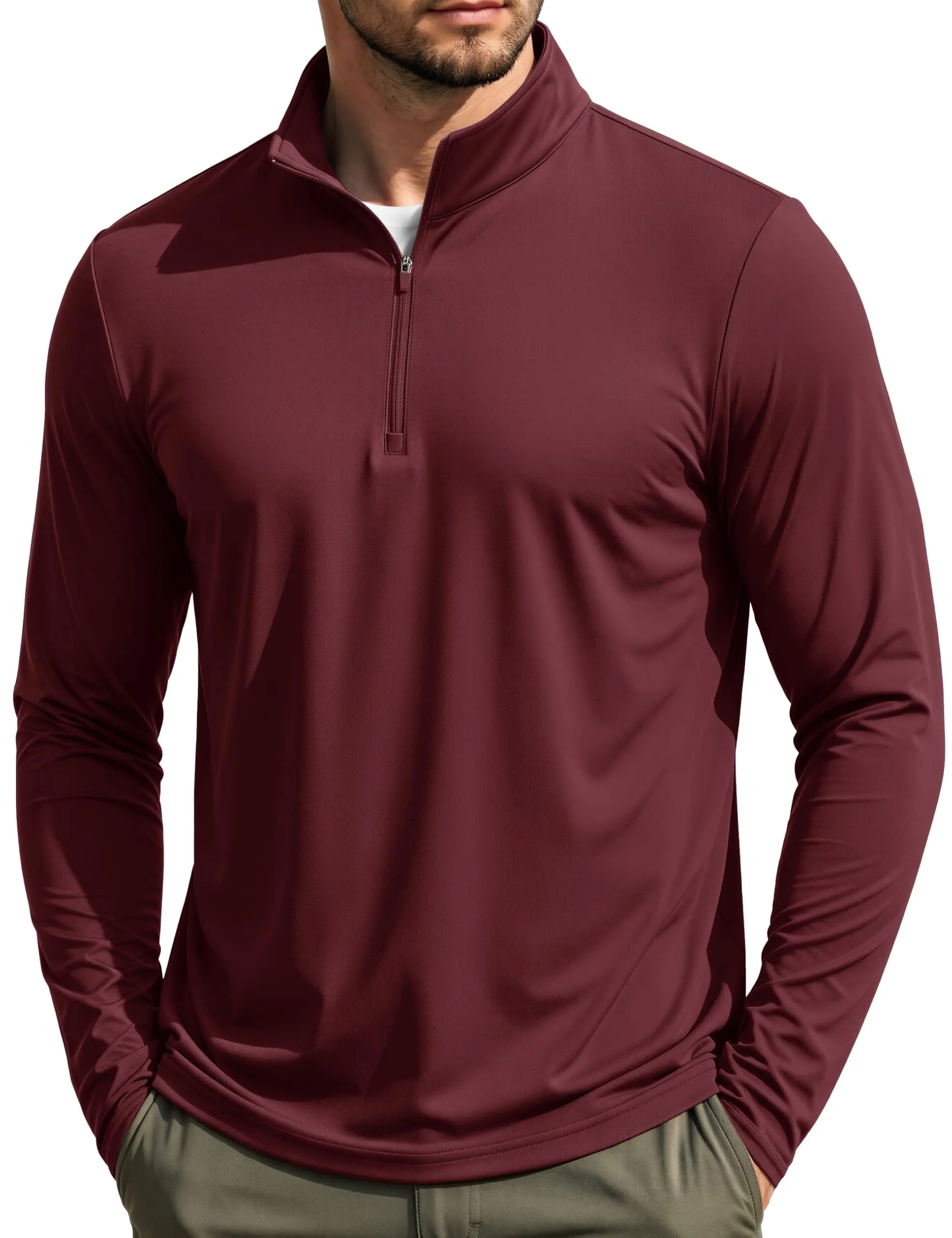 Quarter Zip Pullover Men Fleece Lined Golf Athletic Sweatshirts | Half Zip, Dry Fit Performance, Moisture Wicking, Mock Neck, Thermal Pullover, Lightweight, Workout Running Hiking