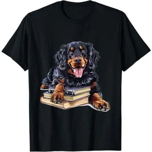 Gordon Setter Books Reading Dog Breed Graphic T-Shirt