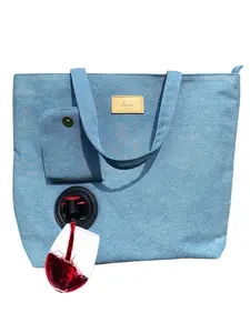 Eterno Vino Light Jean Wine Purse - Water Resistant Tote Bag with Hidden Spout & Reusable 1.5L Pouch - Solid Color Bag for Daily Use