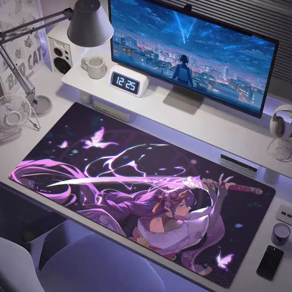 [Sale off up to 65%][Free Ship] Many people like it Genshin Impact Raiden Shogun Big Gaming Mouse Pad Large HD Printing Computer Desk Locking Edge Keyboard Pad