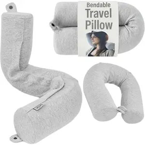 Twist Memory Foam Travel Neck Pillow for Airplanes Sleeping - Adjustable Bendable Neck Roll Pillow for Neck Chin Lumbar and Leg Support