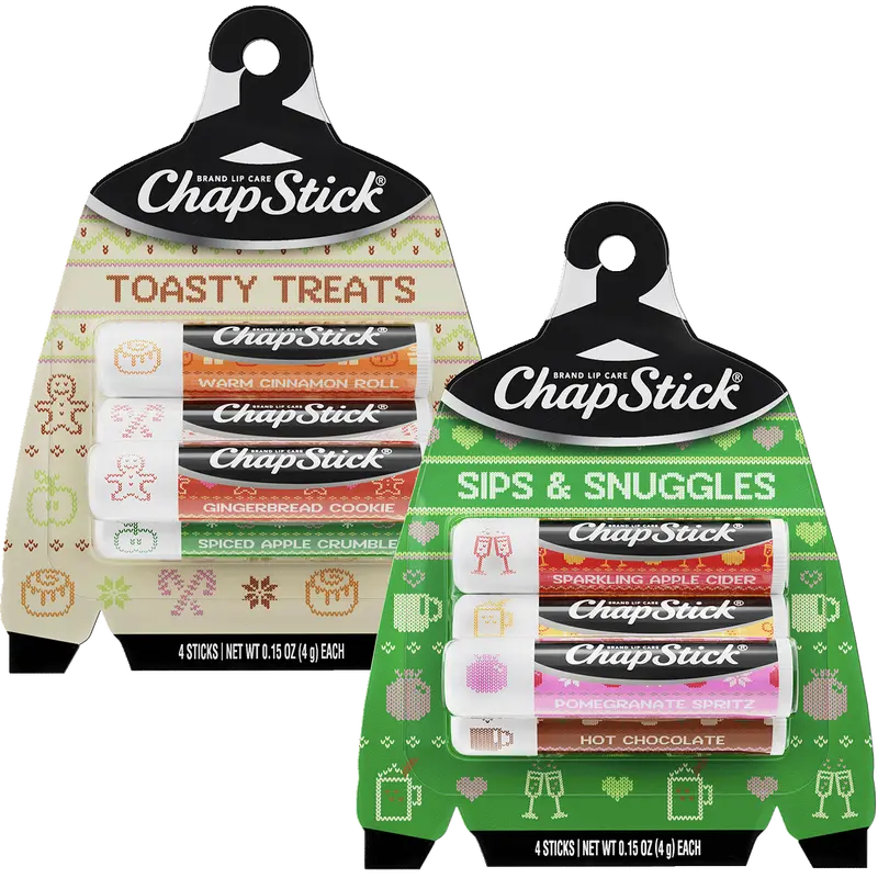 ChapStick Holiday Lip Balm Packs, Sips & Snuggles + Toasty Treats (8 Sticks), Stocking Stuffers