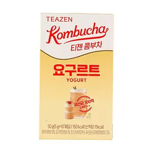 Teazen Kombucha Drink Mix - Probiotics & Prebiotics, Yogurt Flavor, 10 Sachets, 50g - TWICE Dahyun's Choice, Low Calorie, Gut Health Support, Digestive Aid