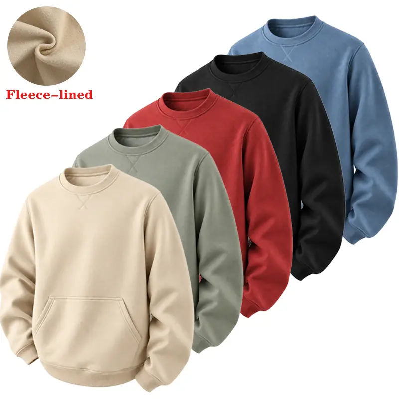 3-Pack Men Fall Winter Crewneck Pullover, Loose Long Sleeve Crewneck Sweatshirt, Soft Casual Streetwear Top for Young Men Daily Hangout Outdoor Going-Out Trendy Everyday Outfit