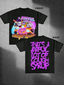 COUGH SYRUP Y2K T-Shirt ,Unisex Cotton Crewneck Tee, Retro Loose Fit, Short Sleeve Top for Spring,  Women's Round Neck Casual Tee