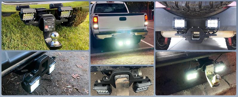 Nilight 2 Pcs 4 Inches 60W Led Pods with 2.5 Inches Tow Hitch Mounting Brackets Backup Reverse Lights Rear Light Bar for Pickup ATV SUV Truck Trailer Boat