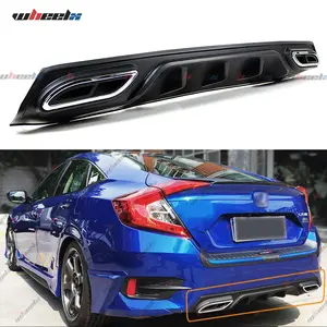 2016-2021 – Honda Civic 4-Door Sedan – WHEELX Shark Fin JDM Rear Diffuser – Gloss Black | Sedan ONLY! Not Coupe/Hatch/Si