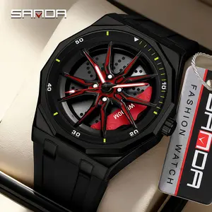 Men's Mechanical Watch, Octagon Stainless Steel Case, Dynamic Rotating Wheel, Luminous Display, Waterproof Silicone Band, Shockproof, Business Daily Sports Outdoor Wristwatch
