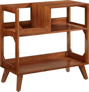Mid-Century Modern Vinyl Record Player Stand – Asheville Walnut Media Console (Medium)