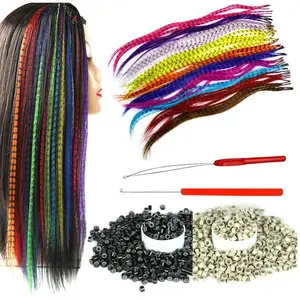 Synthetic Feather Hair Extensions for Women 16 Inch Hairpieces With 100pcs Silicone Micro link Beads And 2 Crochet Hooks Hair Feathers with Tools Kit (16'', 24 feather mix colors)