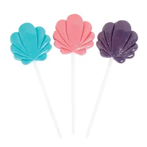 2" x 4" Pastel Teal, Pink & Purple Seashell Lollipops - 12 Pc.