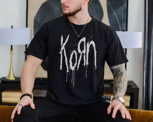 Korn Rock Band Logo T-Shirt on Vintage Black Comfort Colors