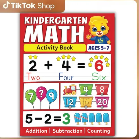 Kindergarten Math Activity Book - School Educational Supply for 5-7 Year-Old Kids, Paperbook with Addition, Subtraction, Counting, Number Tracing, Money, Time, Word Problems, Language Skills, Skill Building, Fun Activities Designed for Early Learners