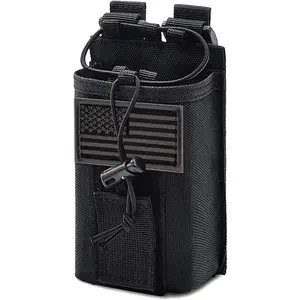 Molle Radio Pouch Holster Tactical Holder Duty Belt Accessories Military Heavy Bag for Two Ways Walkie Talkies Adjustable Storage with 1 Pack Patch