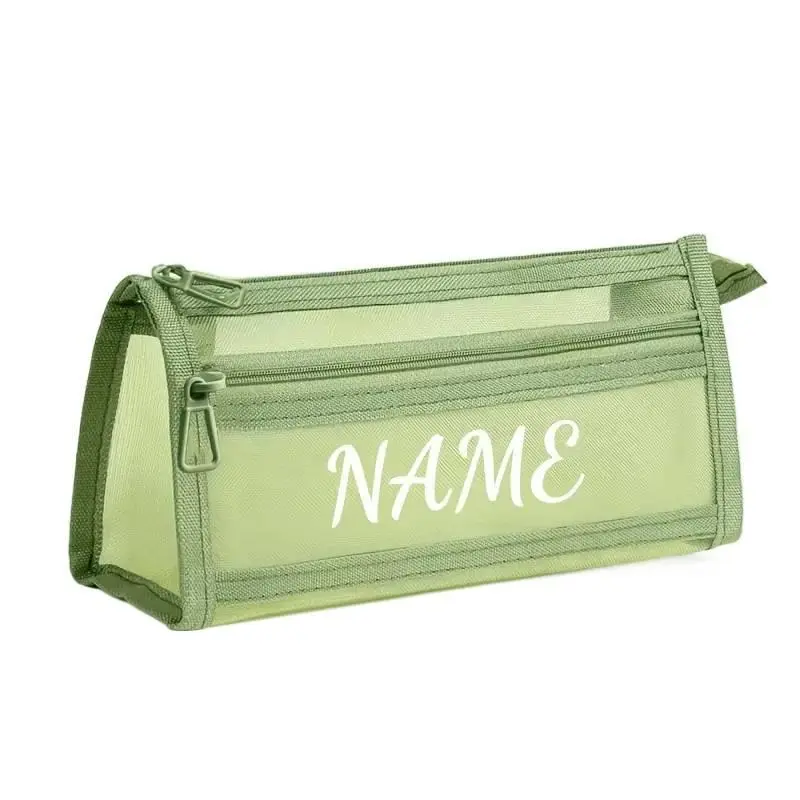 Personalized Transparent Pencil Case with Name Random Grid Design Student Stationery Essential for Exams Back to School Season