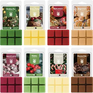 Christmas Scented Wax Melts,  Scented Soy Wax Cubes/Tarts Variety Set -  Cinnamon, Gingerbread, Christmas Tree, Pudding, Sugared Cranberry, Candy Cane, Mistletoe,  Cake