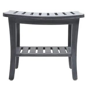 Redmon 20'' x 13.5'' x 17.5'' Contemporary Teak Wooden Bench, Weathered Gray Redmon 20'' x 13.5'' x 17.5'' Contemporary Teak Wooden Bench, Weathered Gray