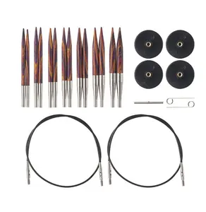 Specialty Craft Tools – Short Interchangeable Knitting Needle Set with Cables & End Caps – Radiant Options