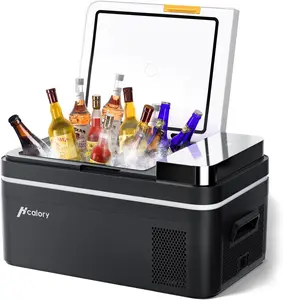 22Quart 12V Car Fridge Portable Freezer with 12 Volt Refrigerator  Compressor 21L Mini Electric Cooler (-4℉~68℉) with 12/24V DC & 110V AC for Camping, RV, Travel, Truck, Boat and Home Use