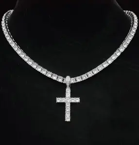 Necklaces for Men, Unisex Cross Necklace, chains, 2025 Trendy Iced Out Charm Necklace,