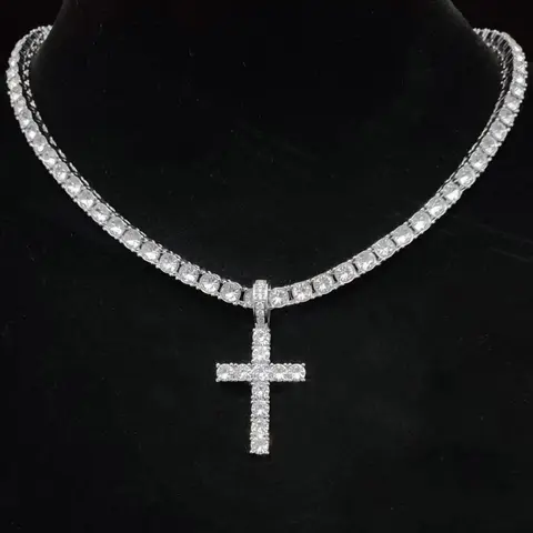 Necklaces for Men, Unisex Cross Necklace, chains, 2025 Trendy Iced Out Charm Necklace,