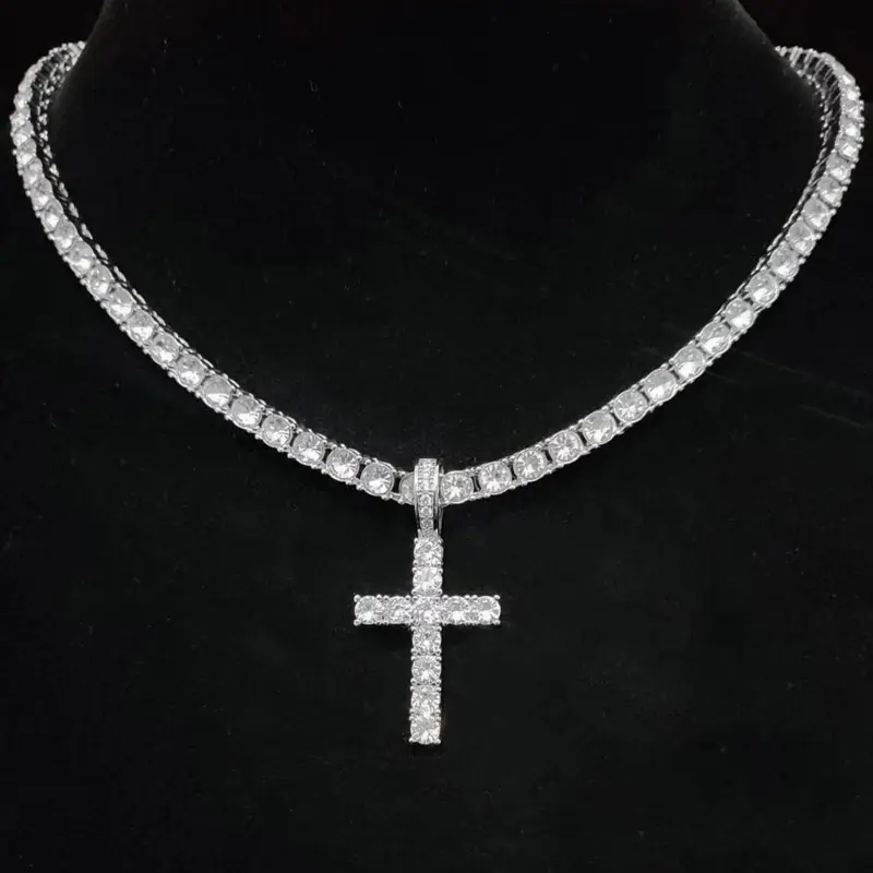 Necklaces for Men, Unisex Cross Necklace, chains, 2025 Trendy Iced Out Charm Necklace,