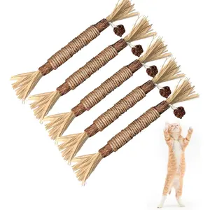 5Pcs Value Pack] Natural Silvervine Chew Sticks for Cats - Organic Matatabi Teething & Dental Toy with Gall Fruit