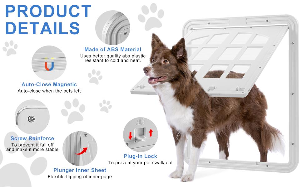 MORIKEY Large Dog Screen Door with Magnetic Self Closing Flap Easy In and Out Pet Door for Dogs and Cats Fits Screen Doors
