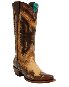 Corral Women's Eagle Overlay Tall Western Boot Snip Toe - A4889