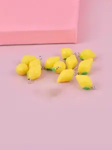 Pack of 12 Realistic Lemon Resin Hanging Charms Accessories Earrings Necklace Pendants Keychains DIY Decorations