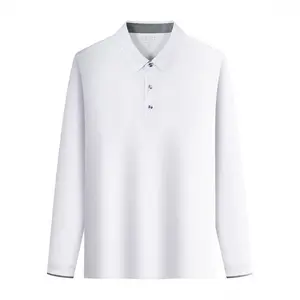 Heavyweight POLO shirt - American long-sleeved autumn new style turned collar, retro and simple, casual and relaxed, large size for men