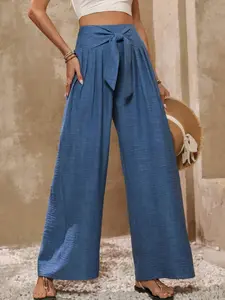 New Summer Fashion Women's Long Pants, Solid High Waist Wide Leg Pants, Trouser, Womenswear Vacation Casual Comfortable Pants, Skin-Friendly Clothing