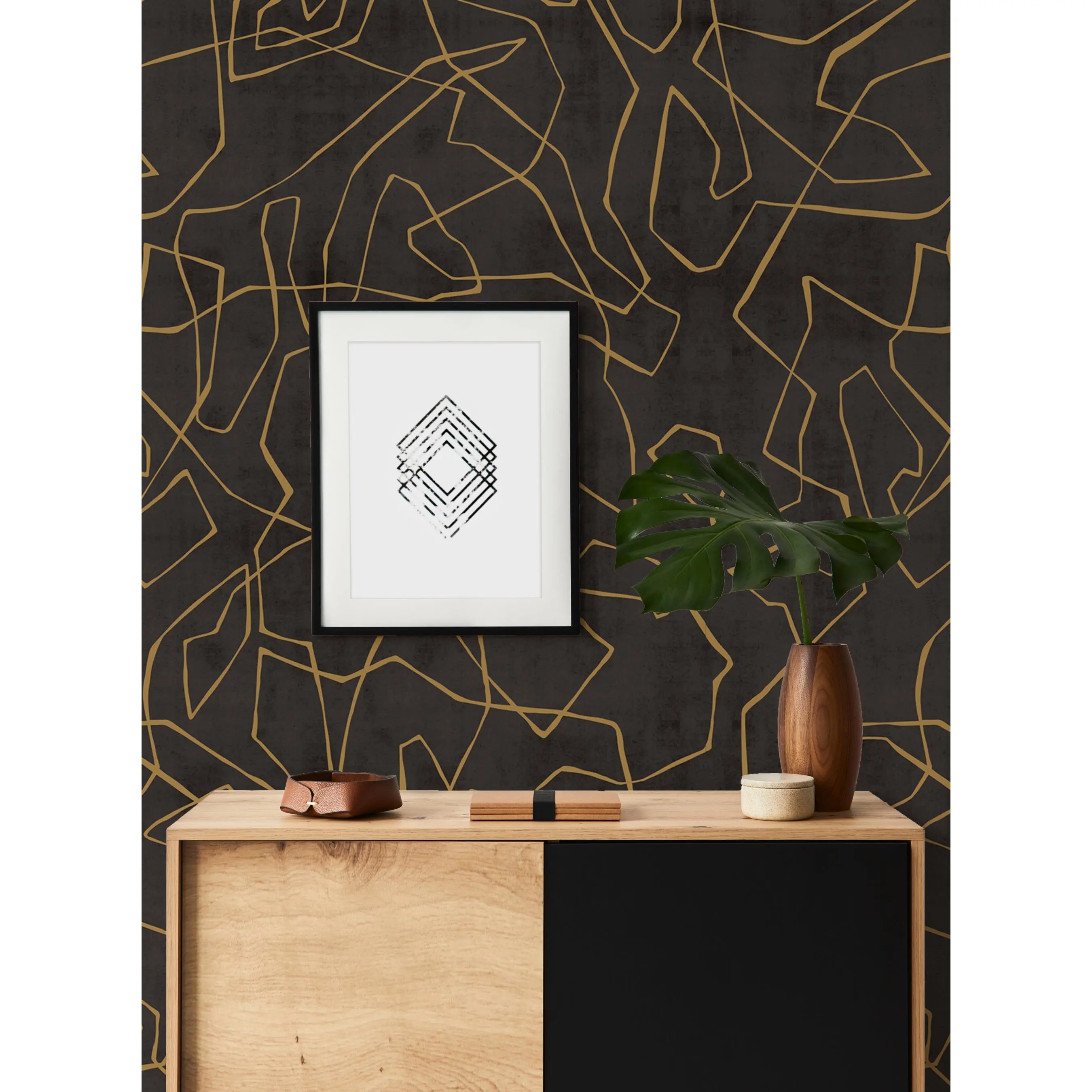 Entangled Lines Textured Look Background Peel and Stick Mural